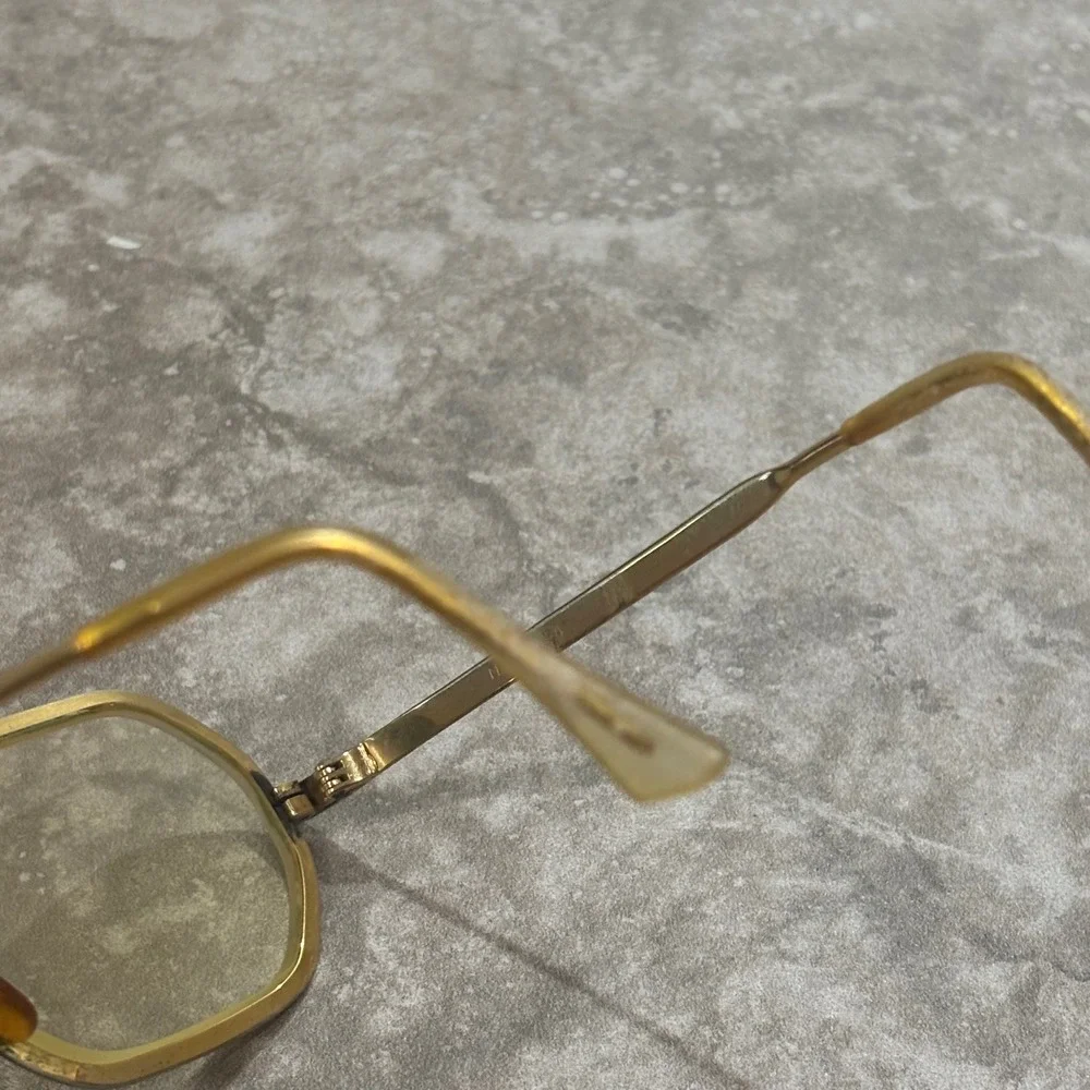 Vintage Hexagonal Gold Geometric Eyeglasses M/C 5 1/4 USA Retro Frames
